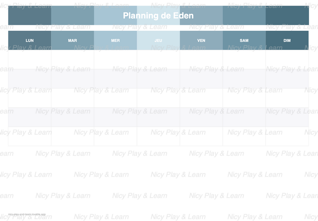 Planning Hebdomadaire Personnalisé