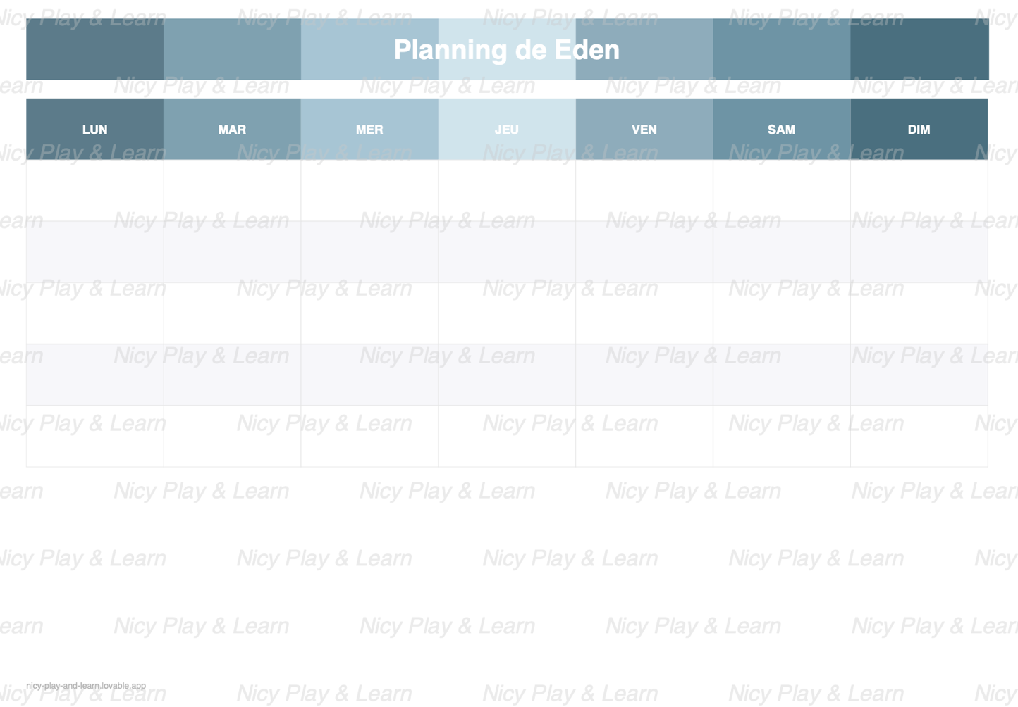 Planning Hebdomadaire Personnalisé